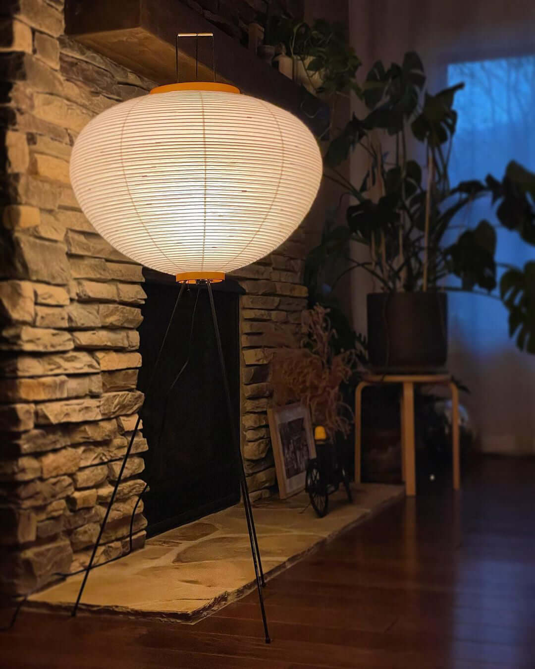 Rijstpapieren Vloerlamp met Tripod Frame