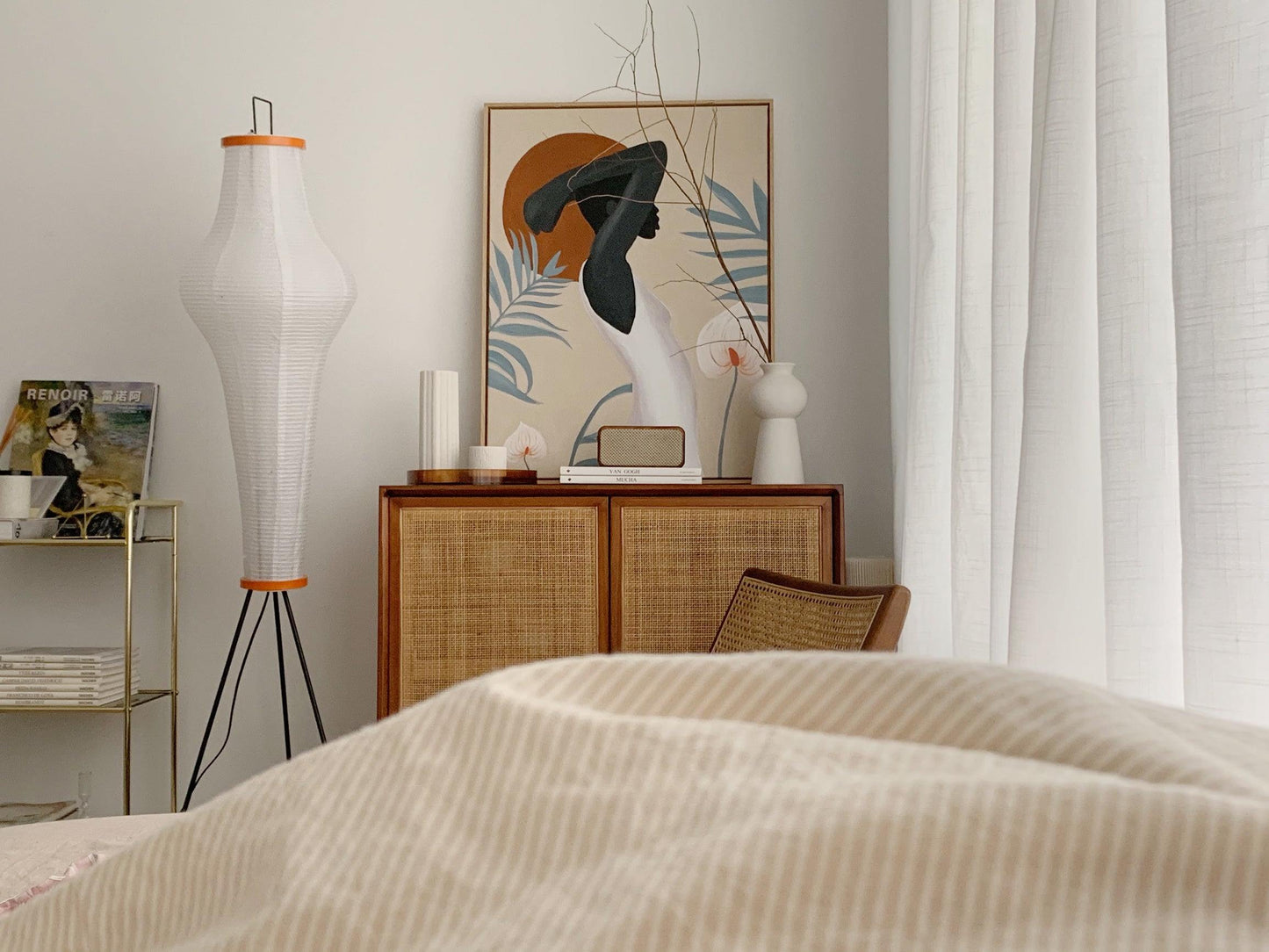 Rijstpapieren Vloerlamp met Tripod Frame