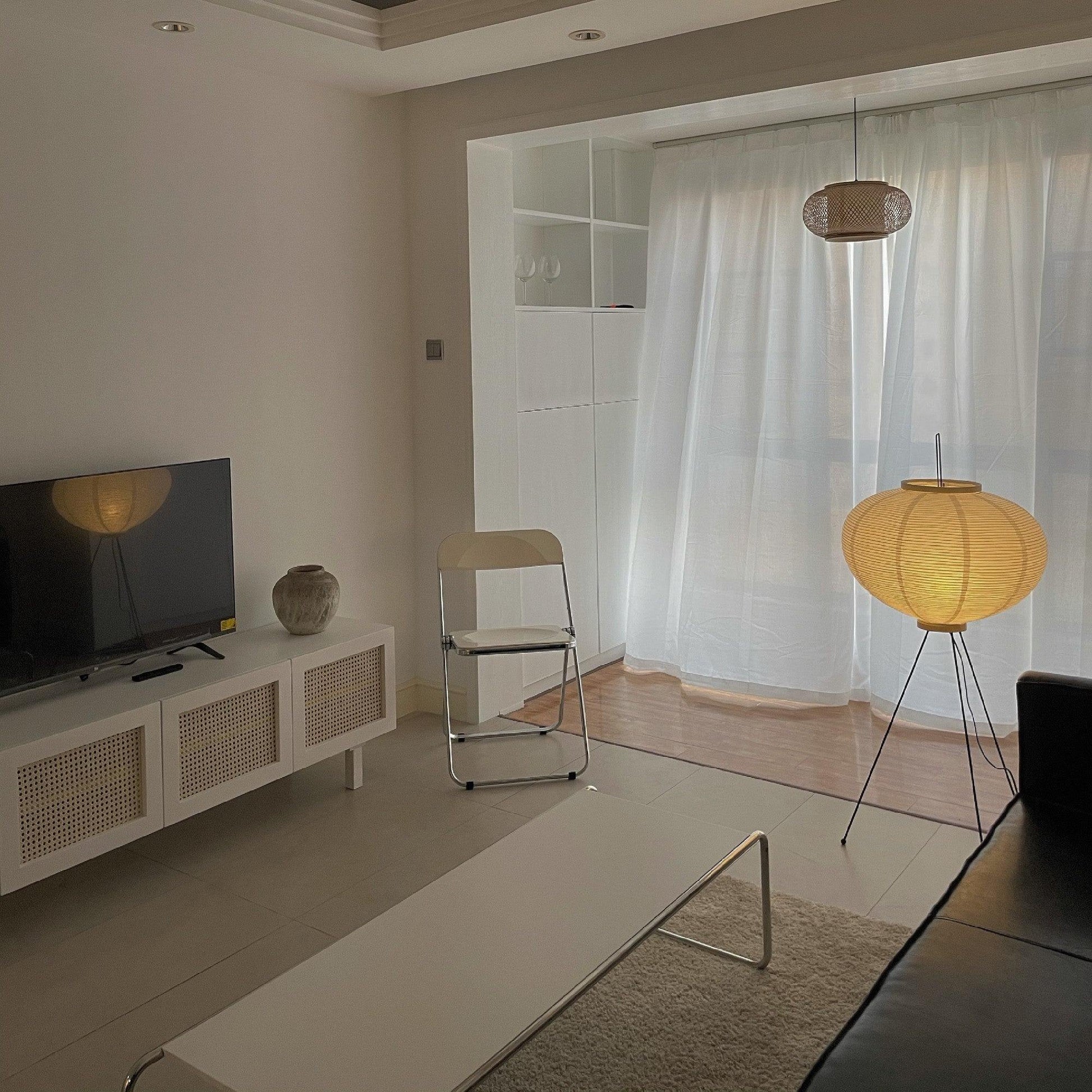 Rijstpapieren Vloerlamp met Tripod Frame