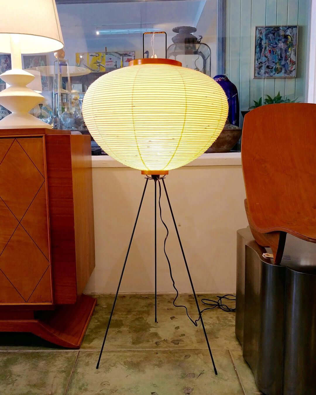 Rijstpapieren Vloerlamp met Tripod Frame