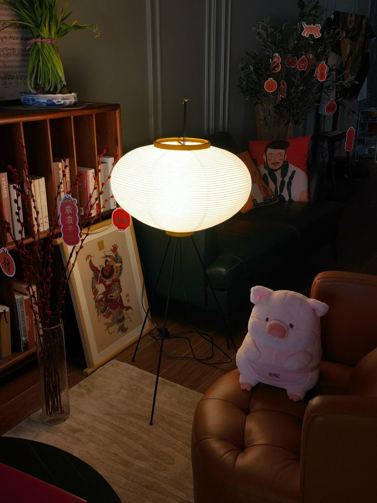 Rijstpapieren Vloerlamp met Tripod Frame