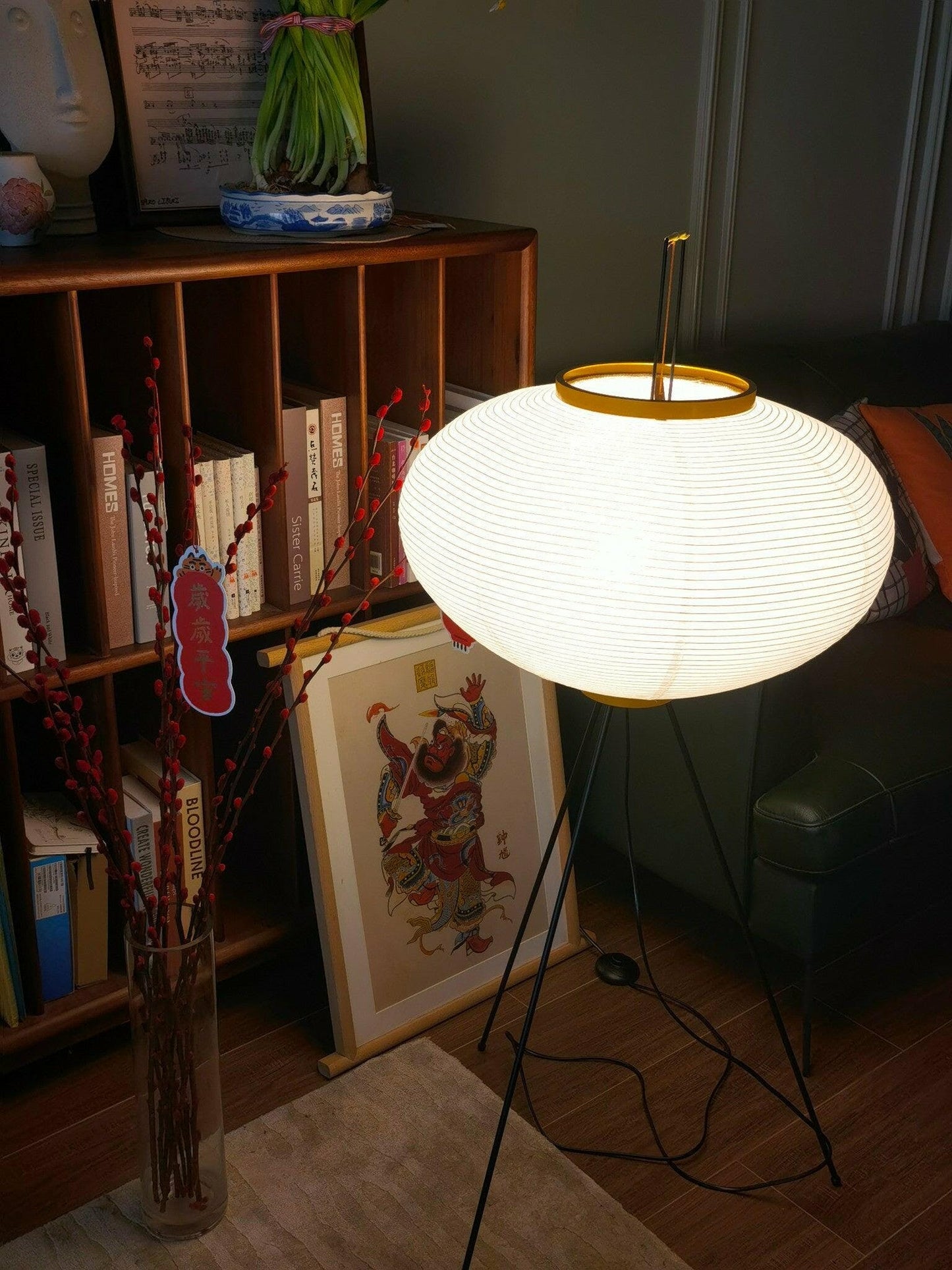 Rijstpapieren Vloerlamp met Tripod Frame