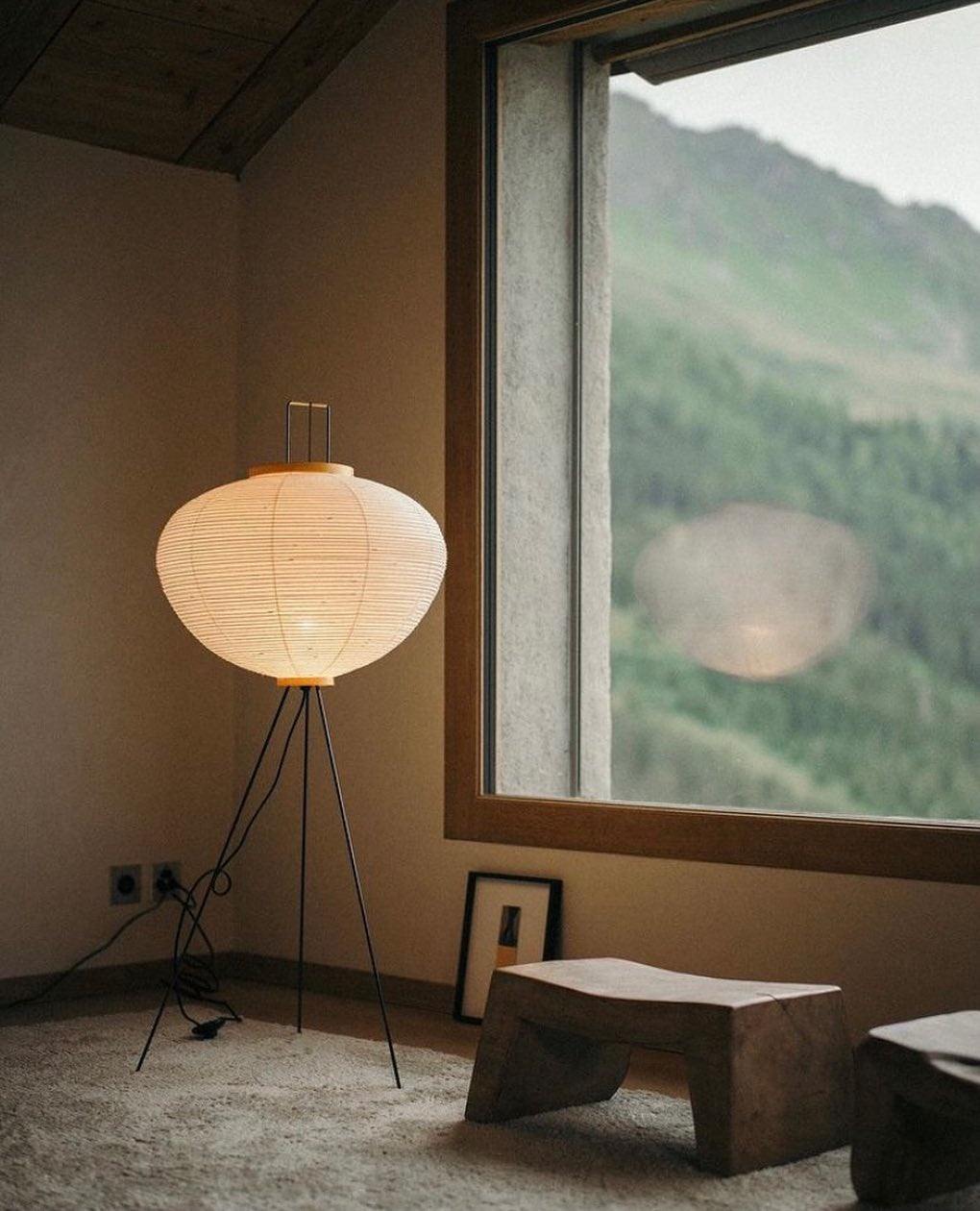 Rijstpapieren Vloerlamp met Tripod Frame