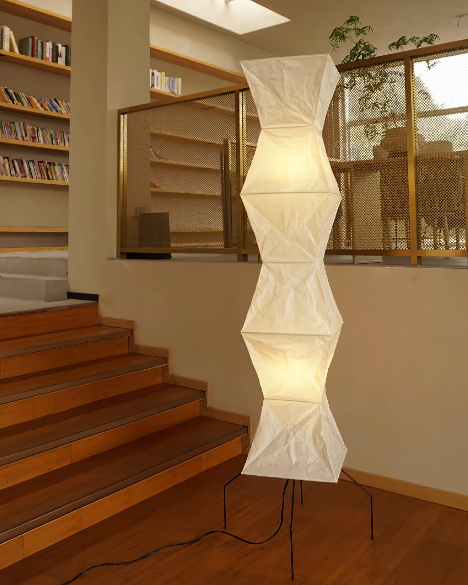 Rijstpapieren Vloerlamp met Tripod Frame