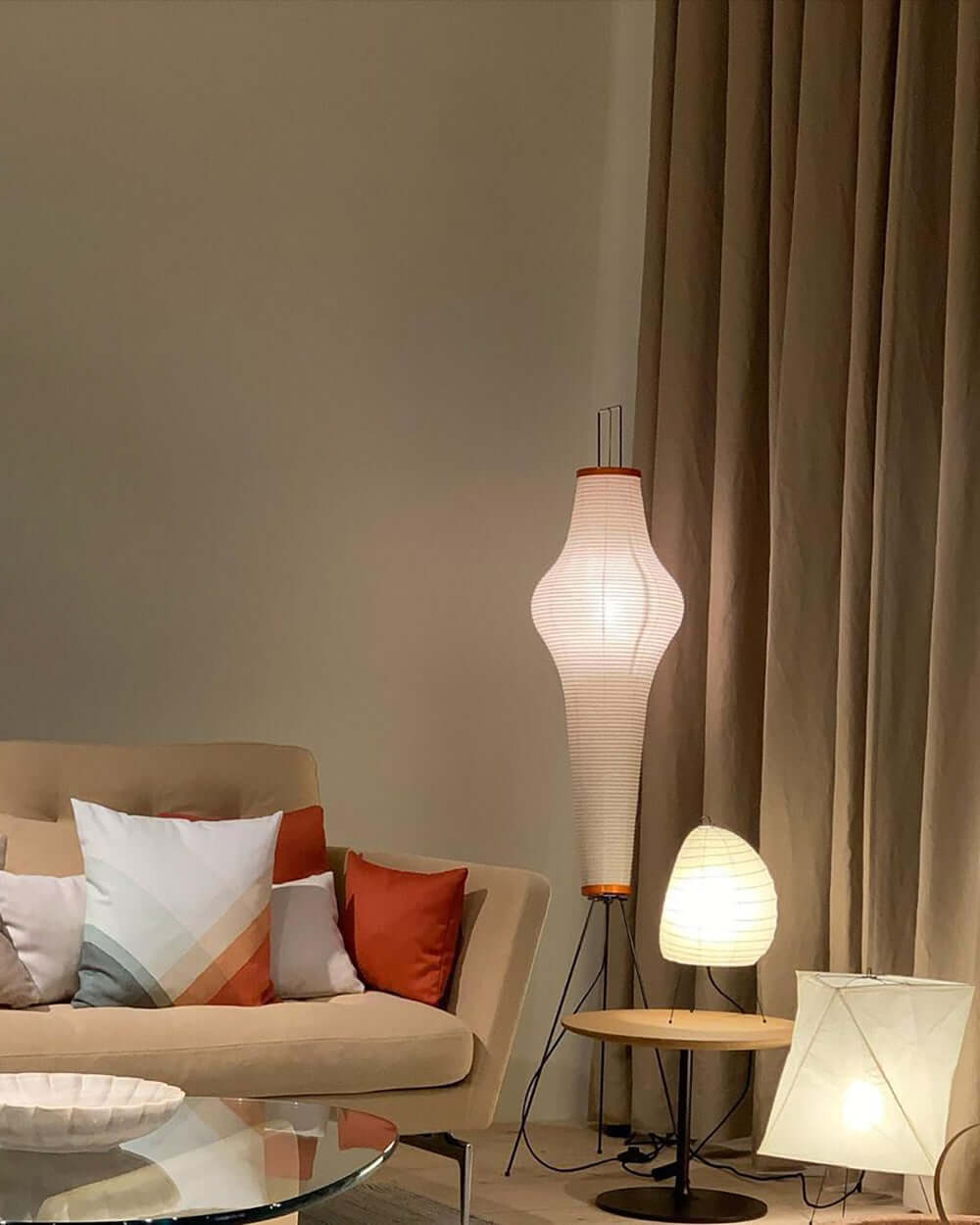 Rijstpapieren Vloerlamp met Tripod Frame