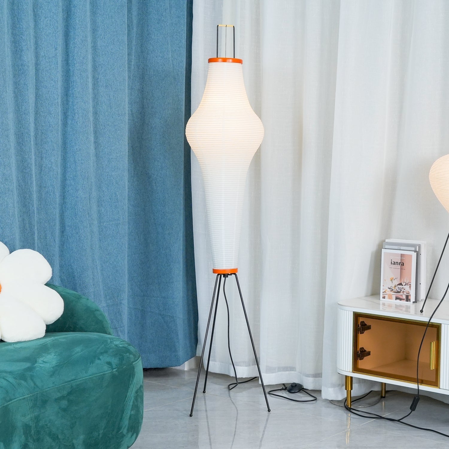 Rijstpapieren Vloerlamp met Tripod Frame