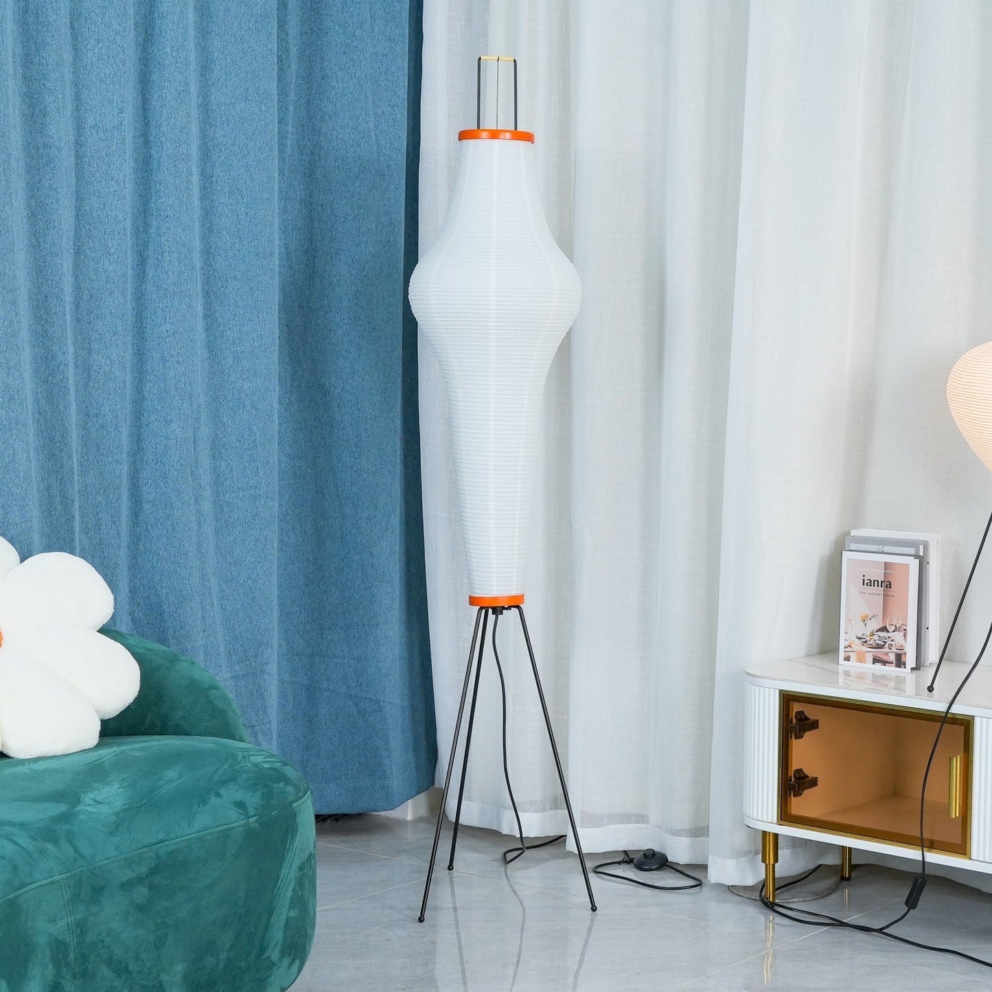 Rijstpapieren Vloerlamp met Tripod Frame