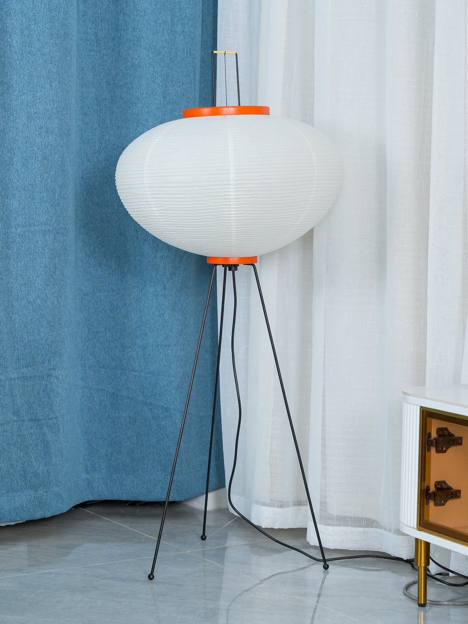 Rijstpapieren Vloerlamp met Tripod Frame