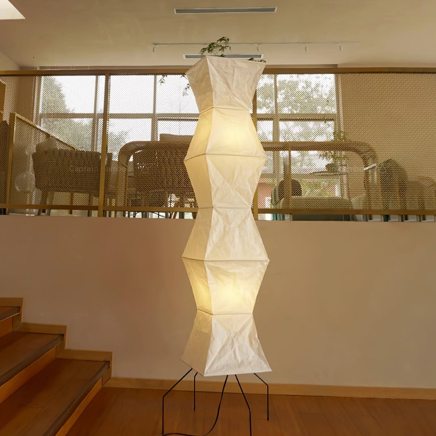 Rijstpapieren Vloerlamp met Tripod Frame