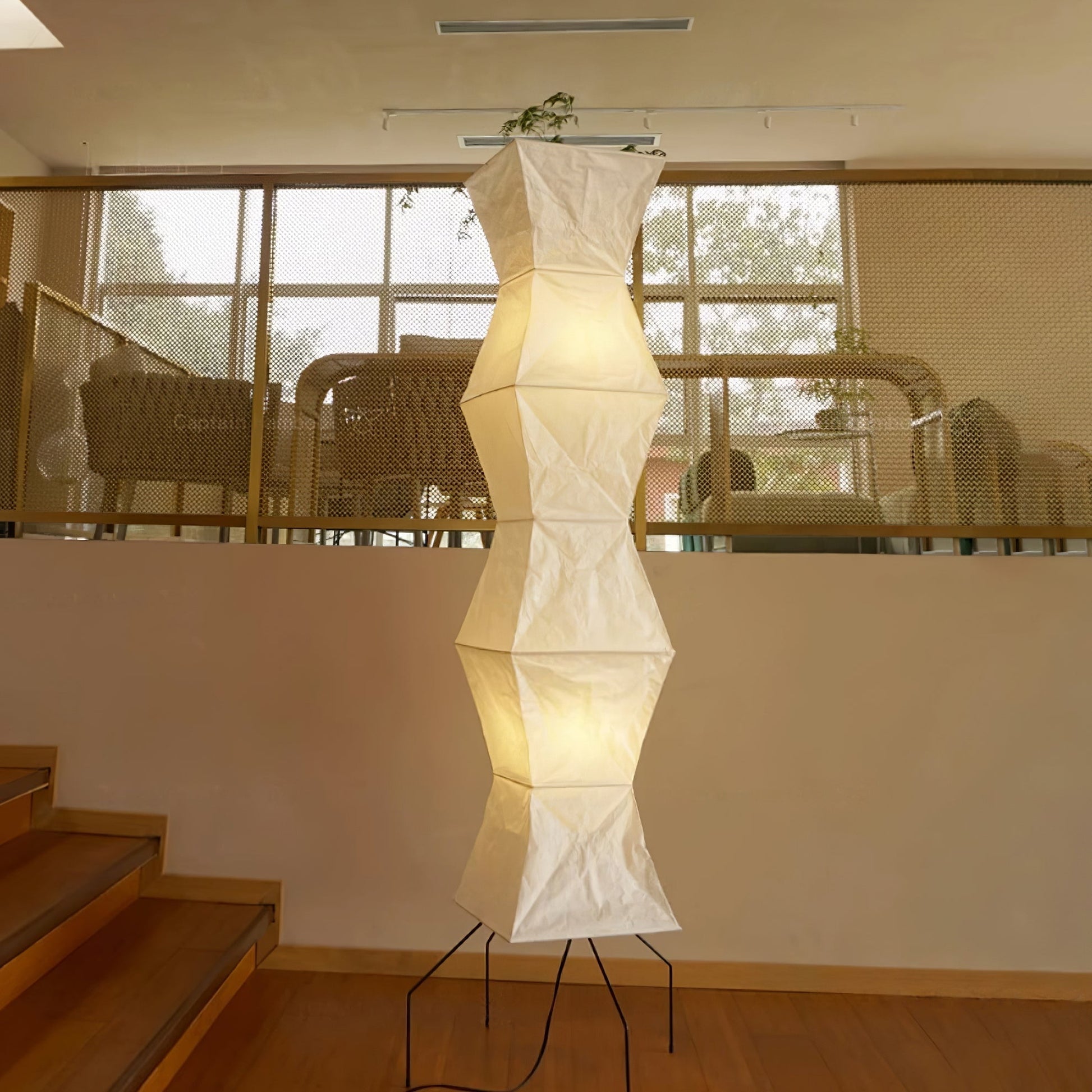 Rijstpapieren Vloerlamp met Tripod Frame