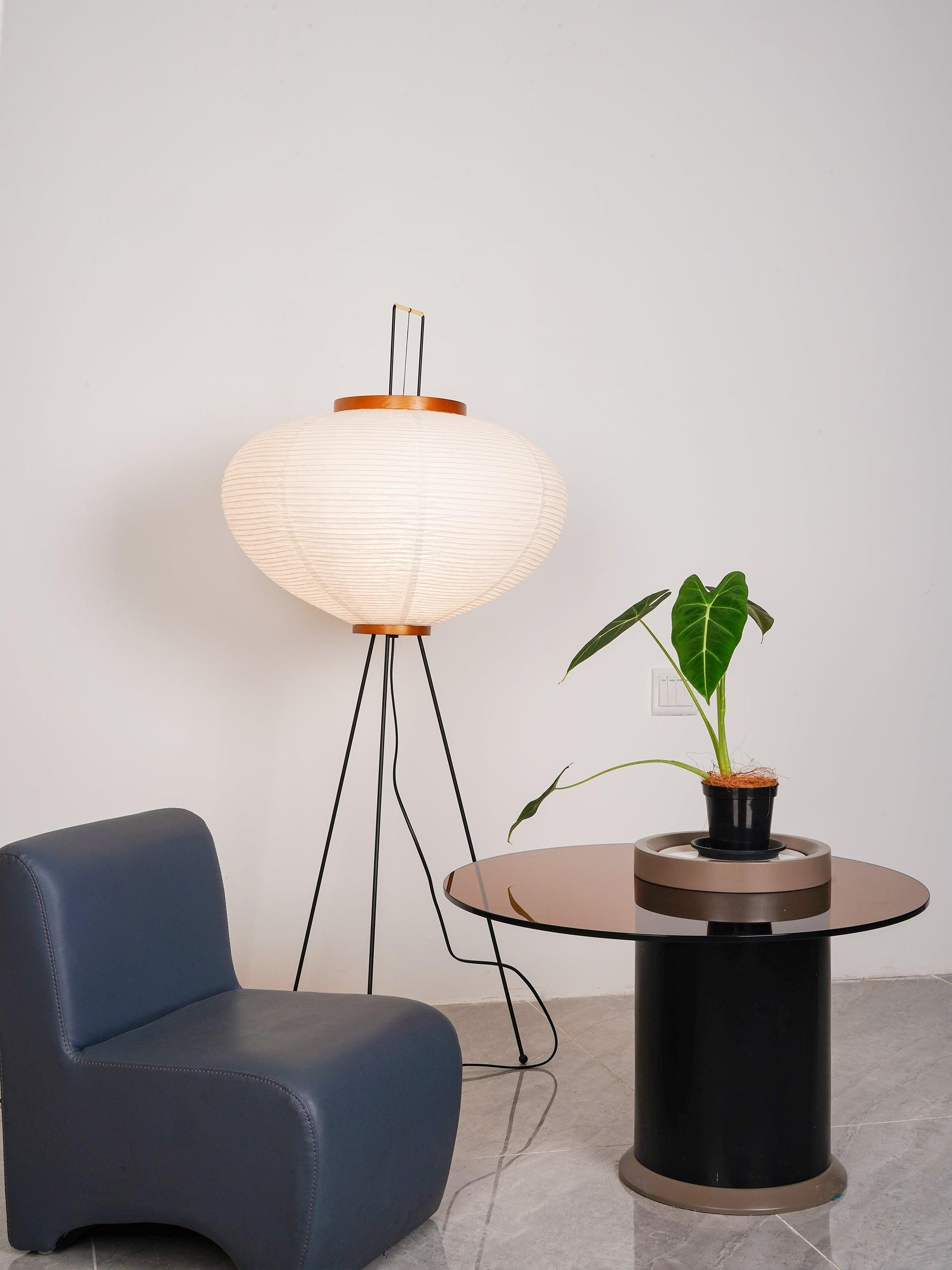 Rijstpapieren Vloerlamp met Tripod Frame