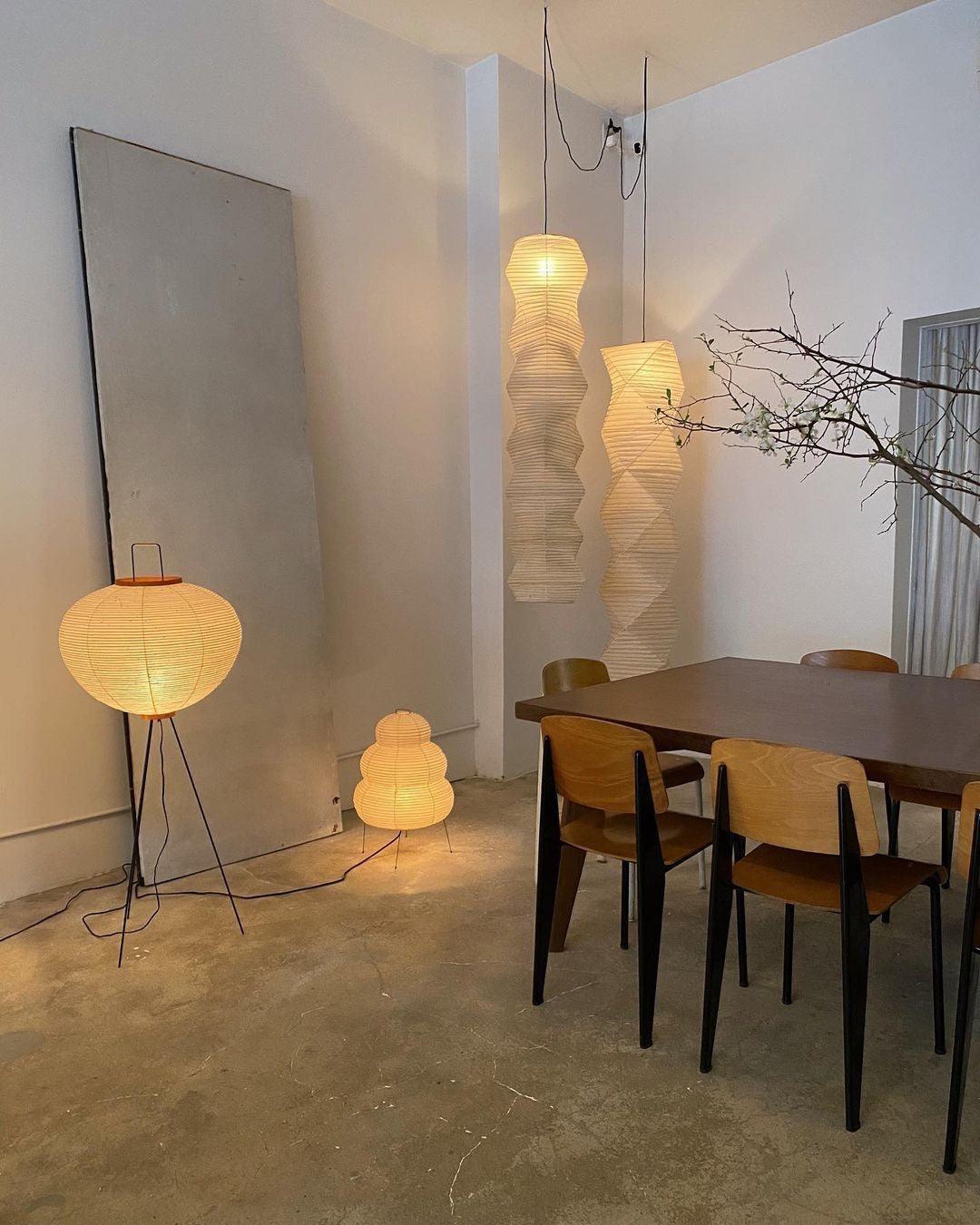 Rijstpapieren Vloerlamp met Tripod Frame