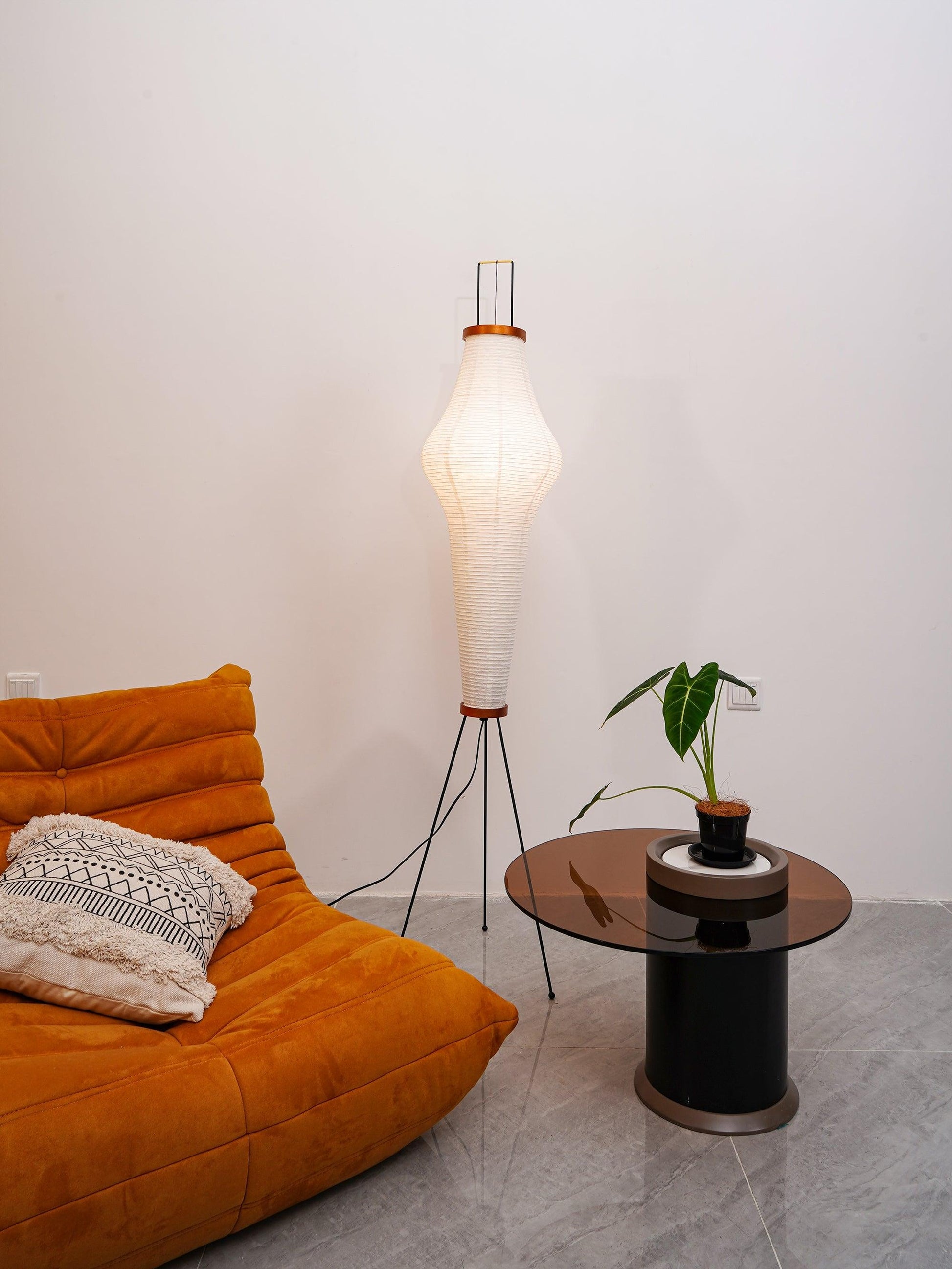 Rijstpapieren Vloerlamp met Tripod Frame