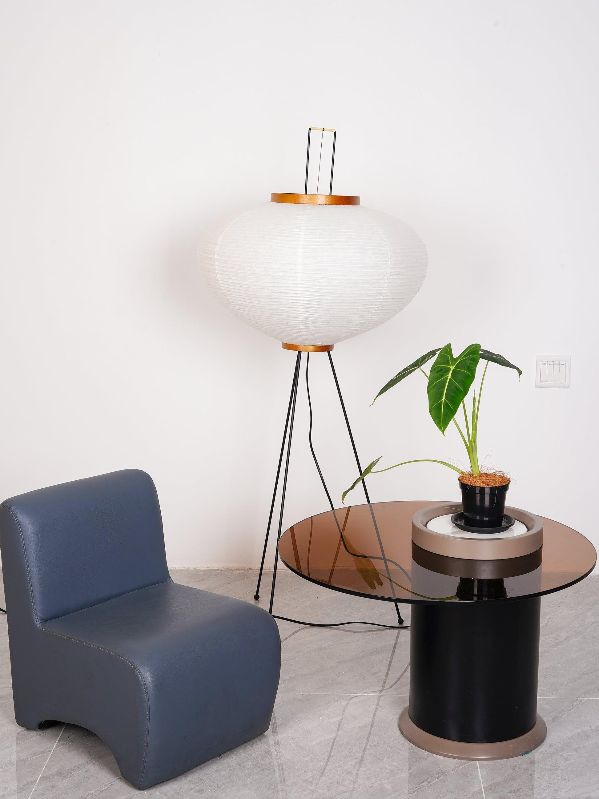 Rijstpapieren Vloerlamp met Tripod Frame