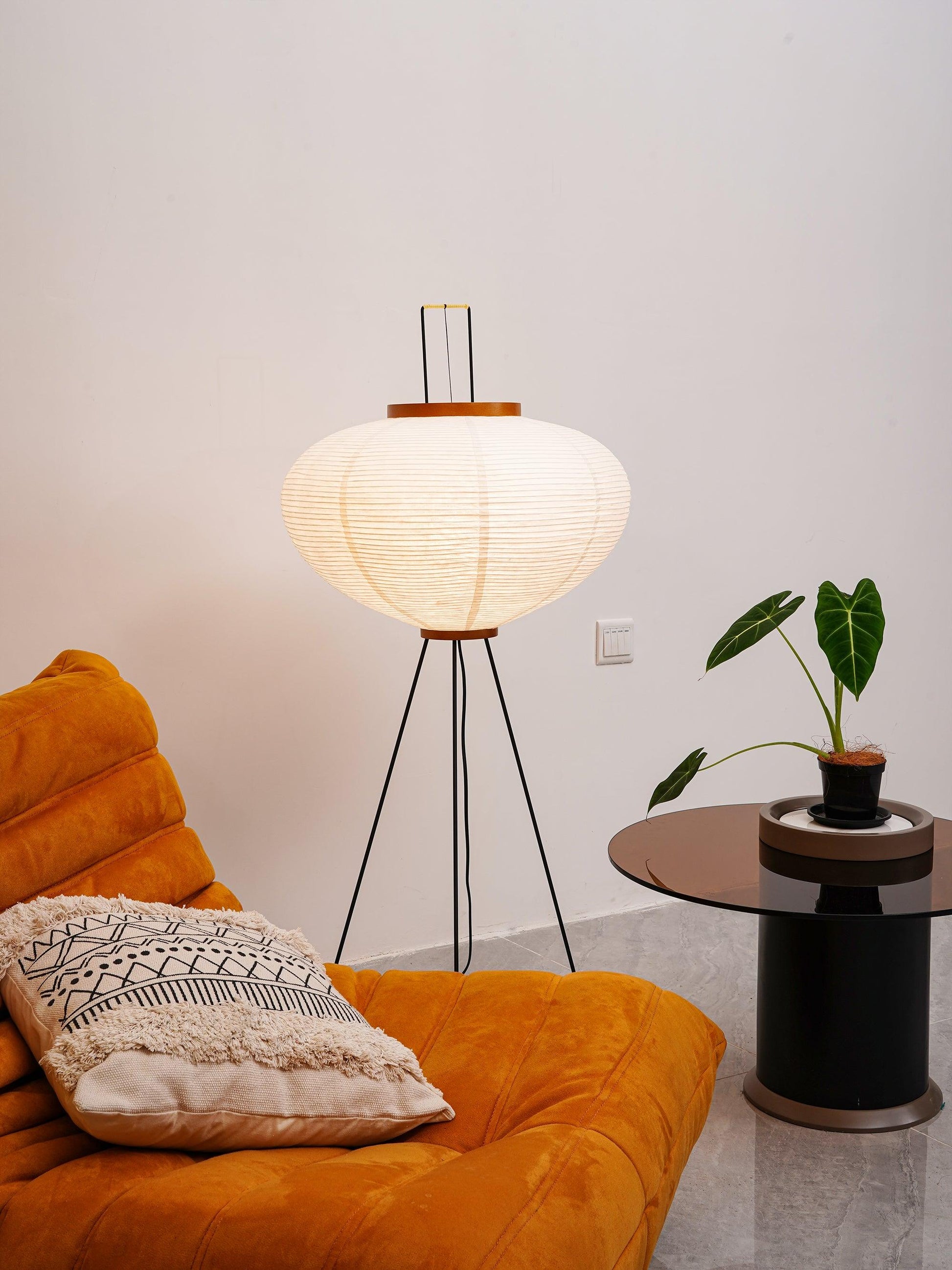 Rijstpapieren Vloerlamp met Tripod Frame