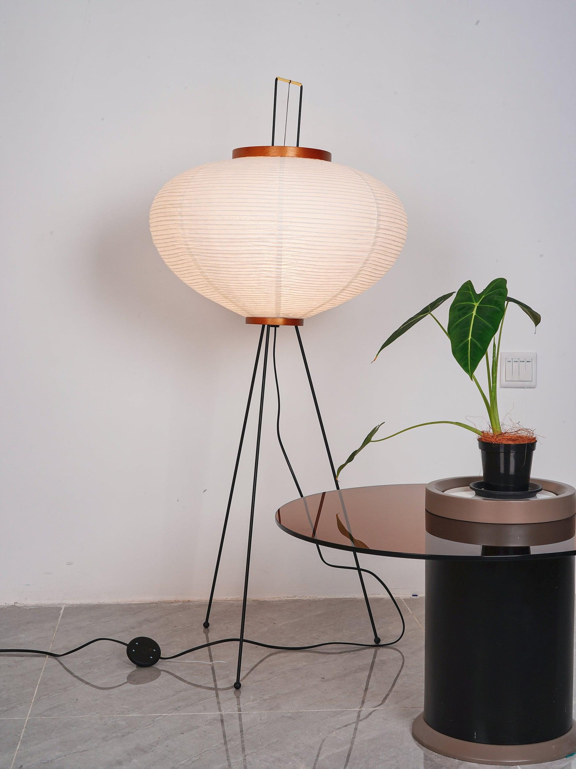 Rijstpapieren Vloerlamp met Tripod Frame