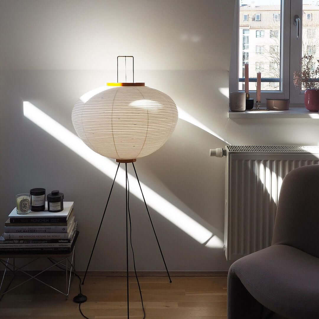 Rijstpapieren Vloerlamp met Tripod Frame