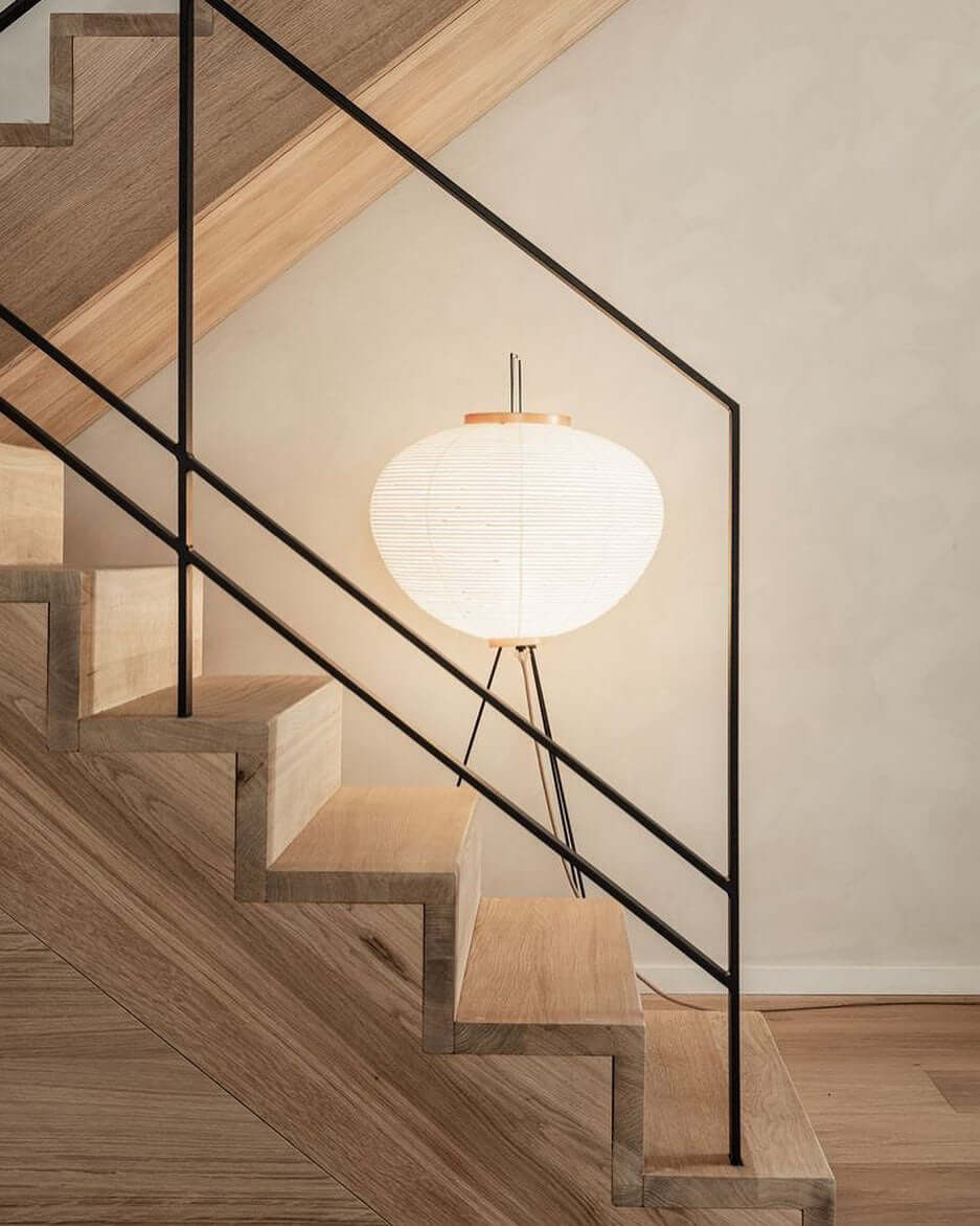 Rijstpapieren Vloerlamp met Tripod Frame