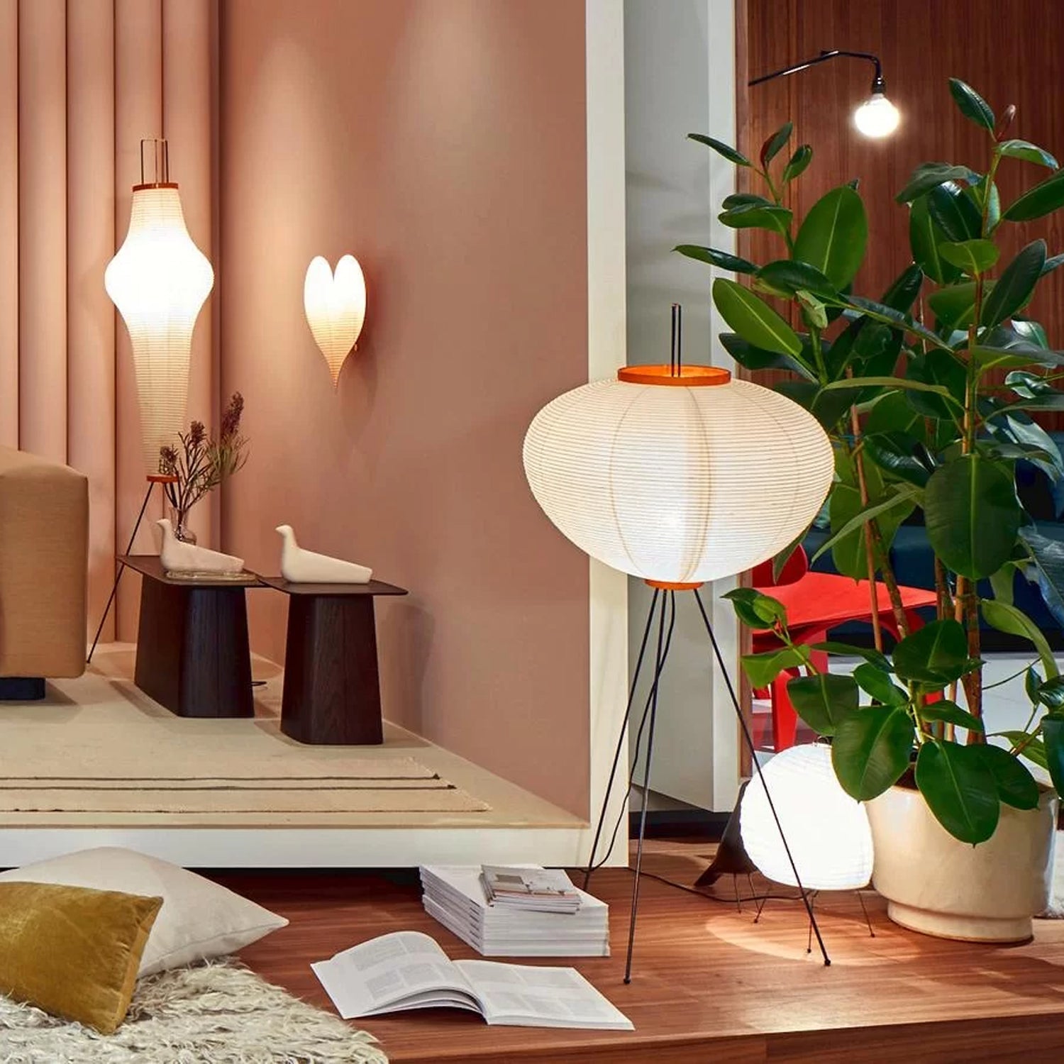 Rijstpapieren Vloerlamp met Tripod Frame
