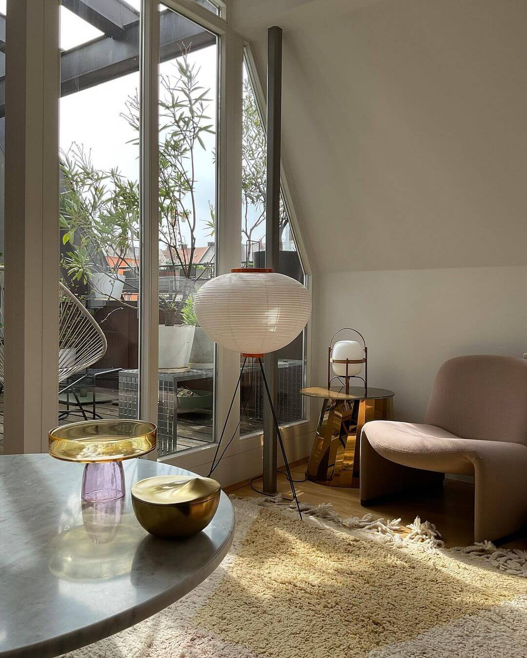 Rijstpapieren Vloerlamp met Tripod Frame