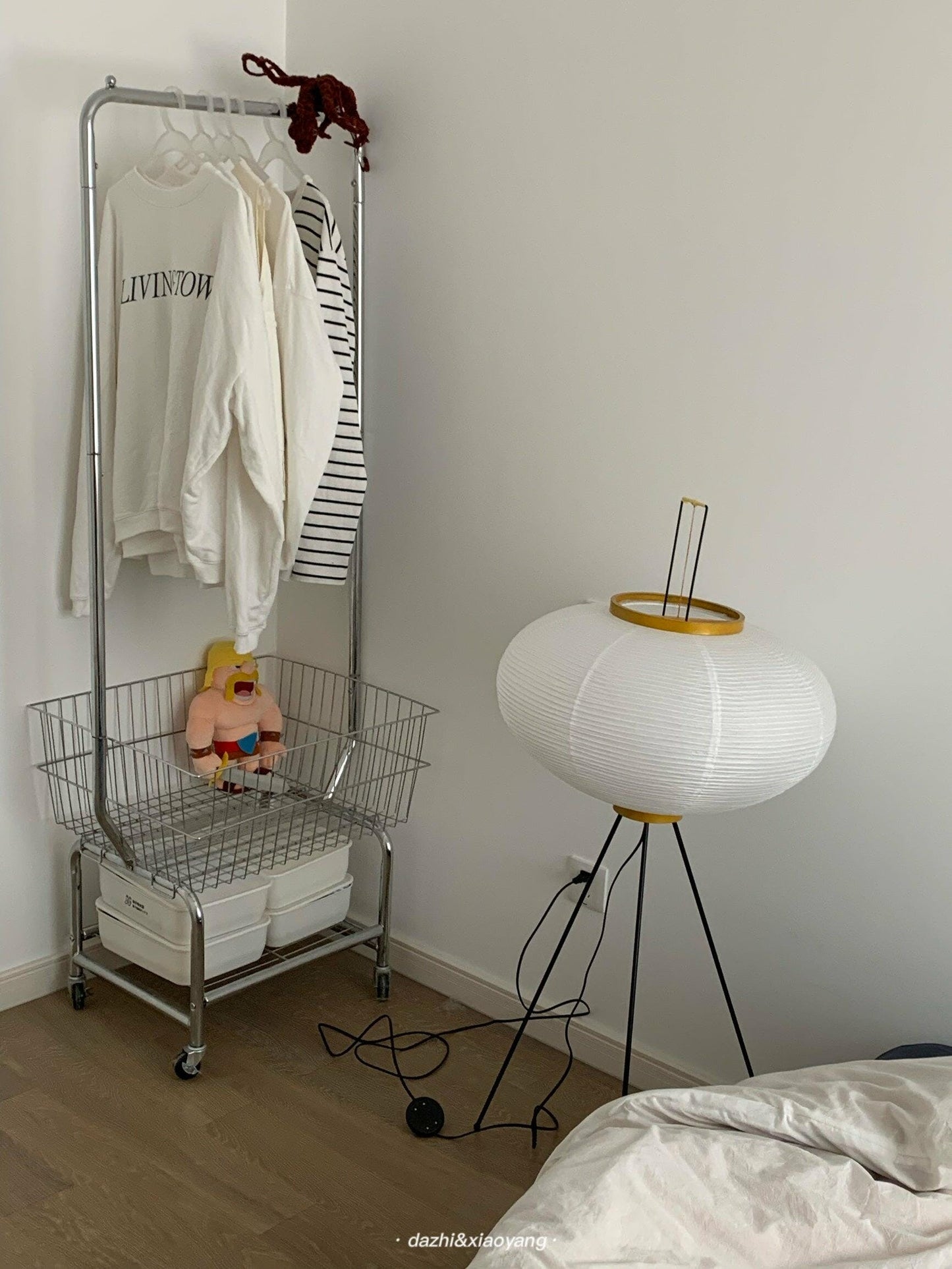 Rijstpapieren Vloerlamp met Tripod Frame