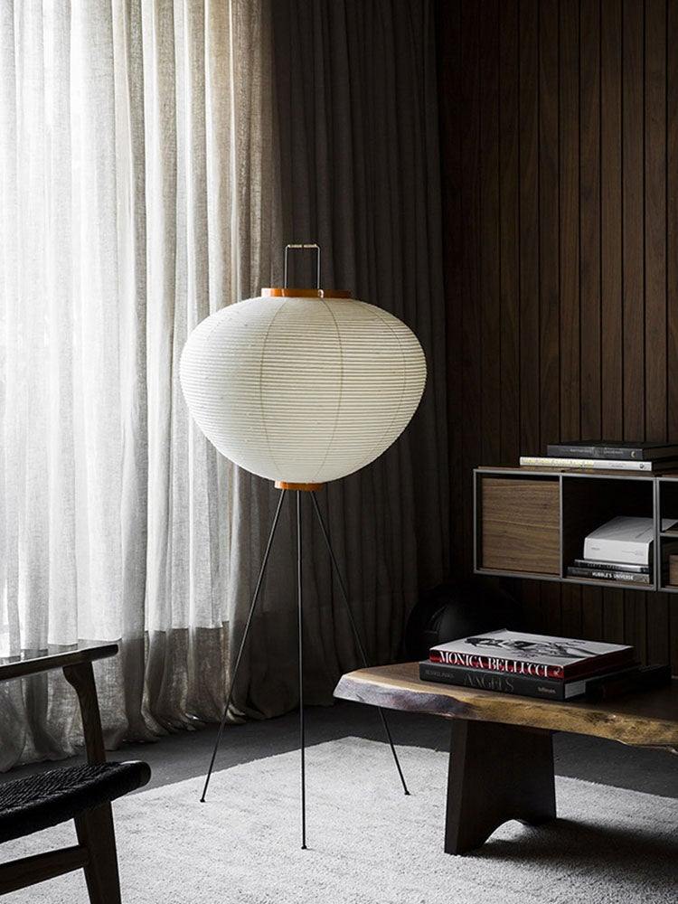 Rijstpapieren Vloerlamp met Tripod Frame