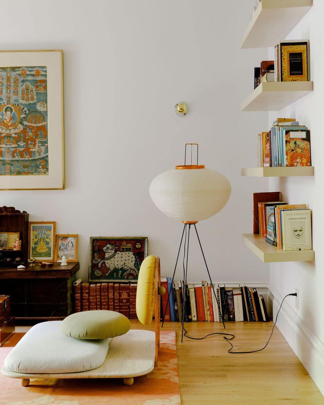 Rijstpapieren Vloerlamp met Tripod Frame