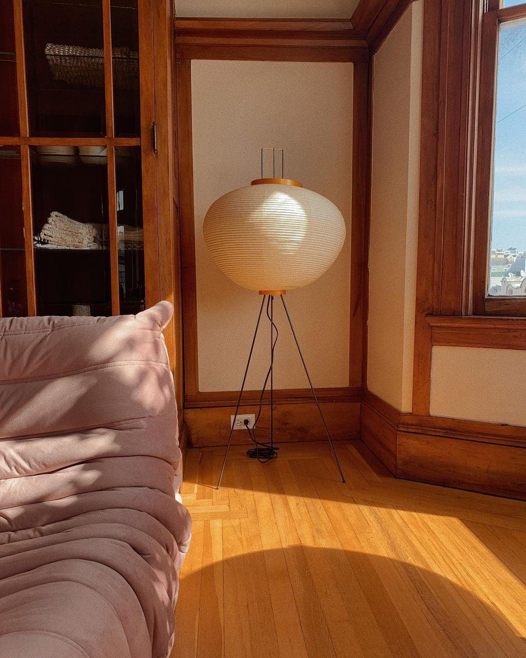 Rijstpapieren Vloerlamp met Tripod Frame