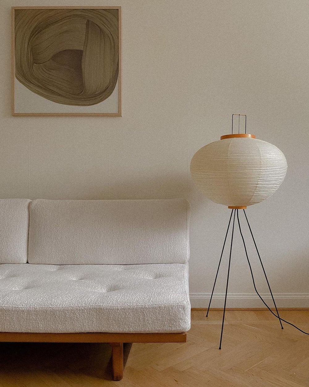 Rijstpapieren Vloerlamp met Tripod Frame