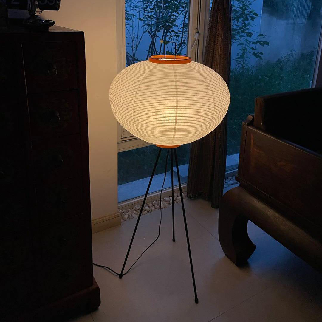 Rijstpapieren Vloerlamp met Tripod Frame