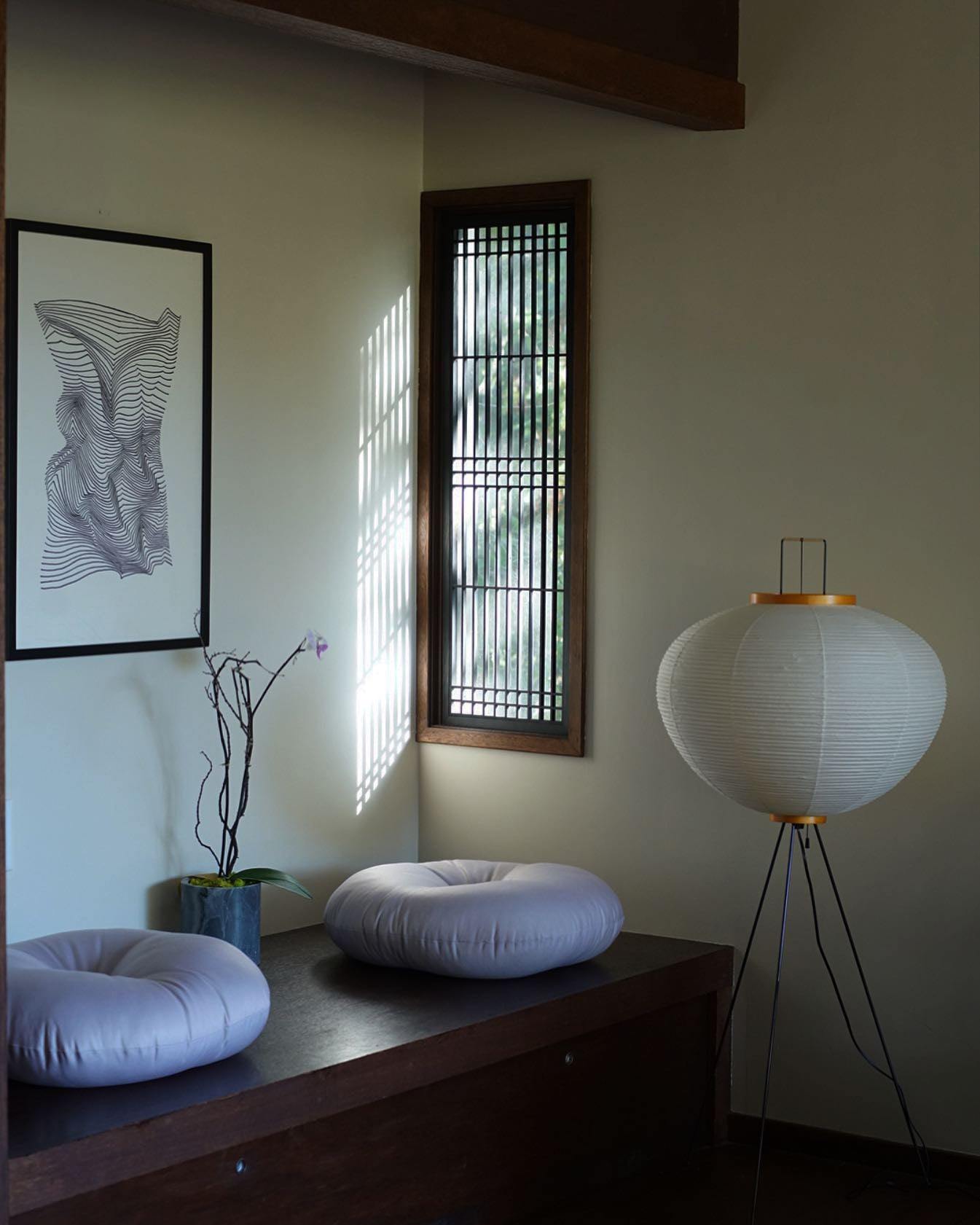 Rijstpapieren Vloerlamp met Tripod Frame