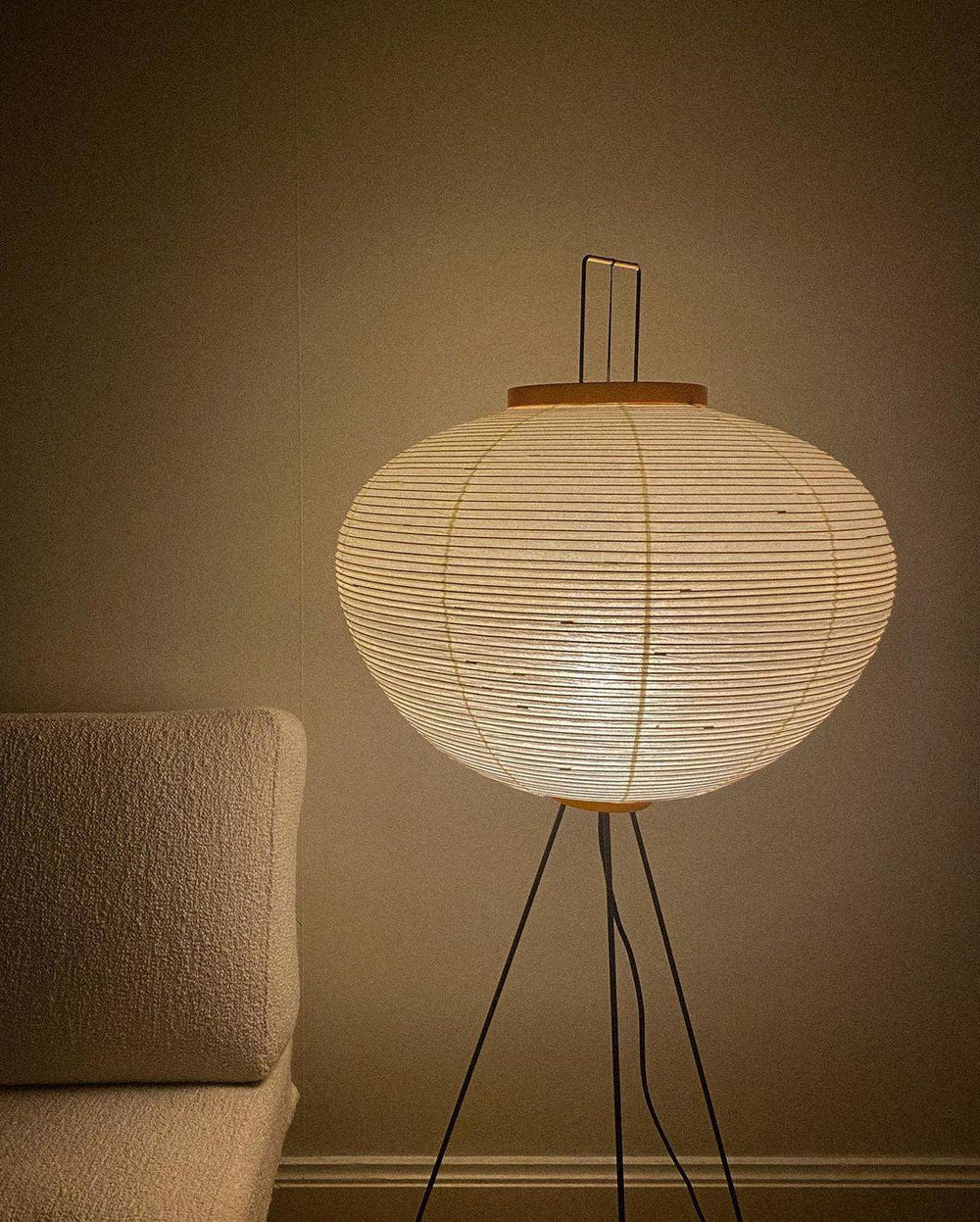 Rijstpapieren Vloerlamp met Tripod Frame