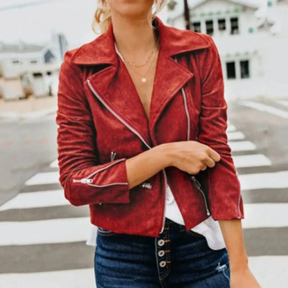Robbie Dames Faux Leren Bikerjas Rood