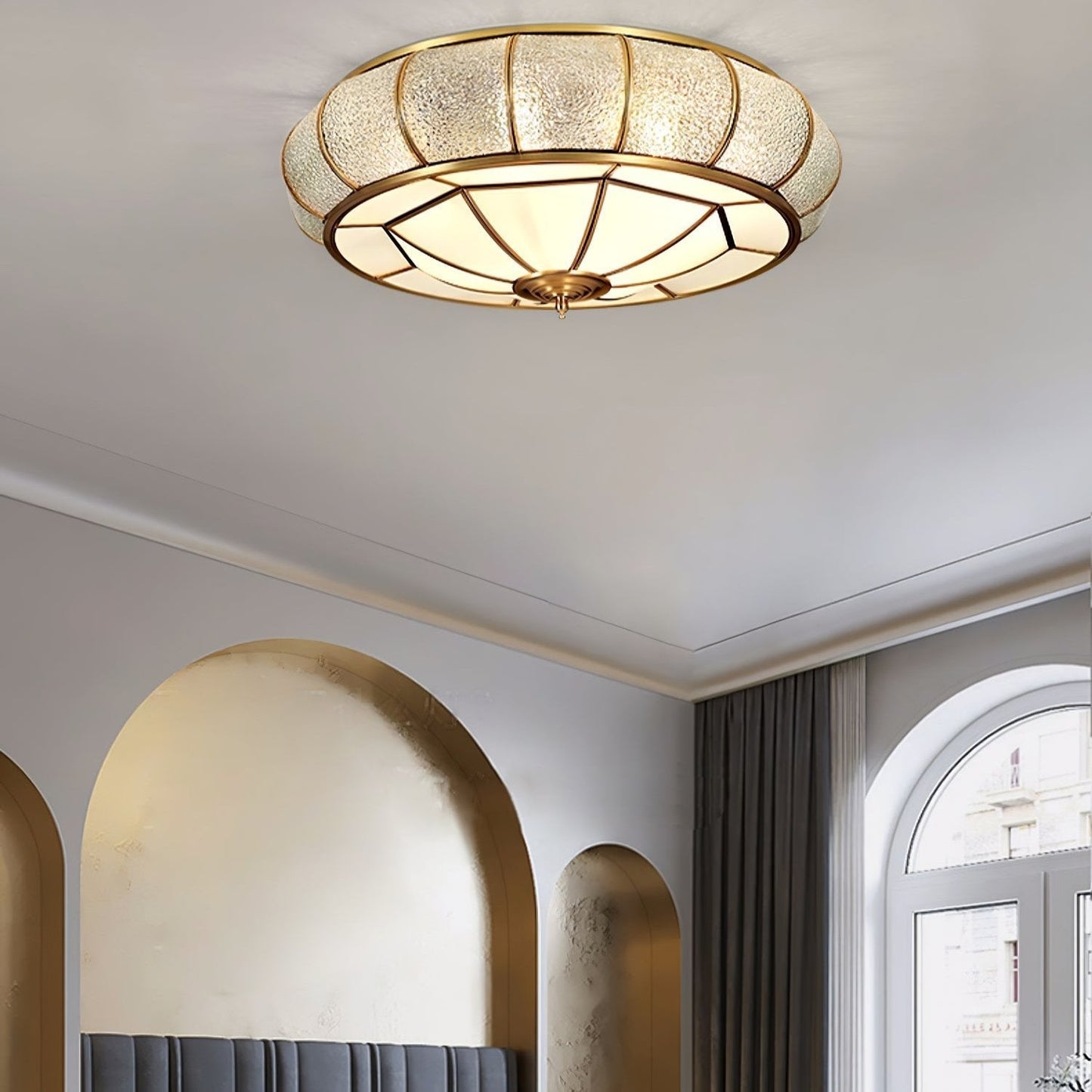 Ronde Glazen Plafondlamp met Structuur | Moderne en Elegante Verlichting