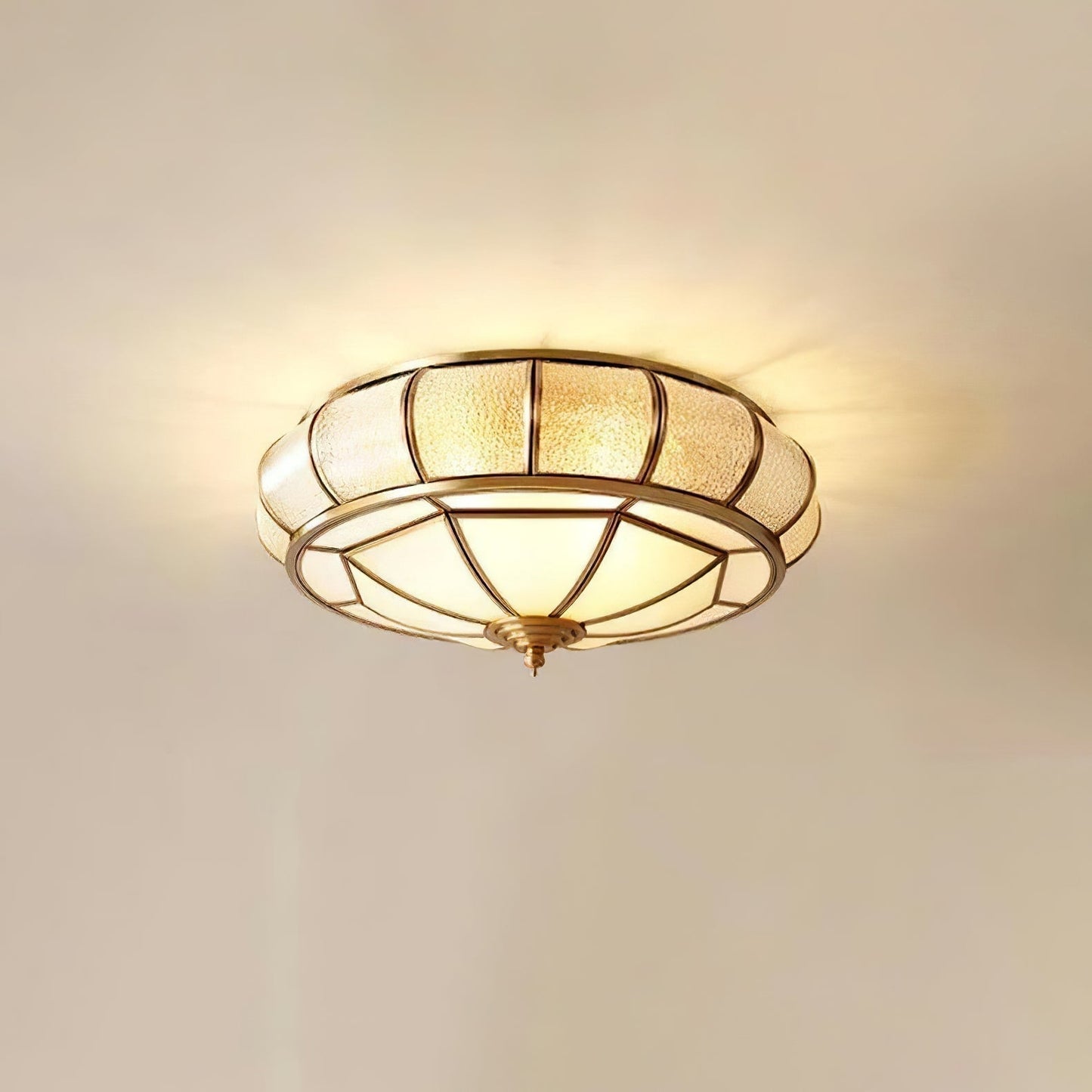 Ronde Glazen Plafondlamp met Structuur | Moderne en Elegante Verlichting