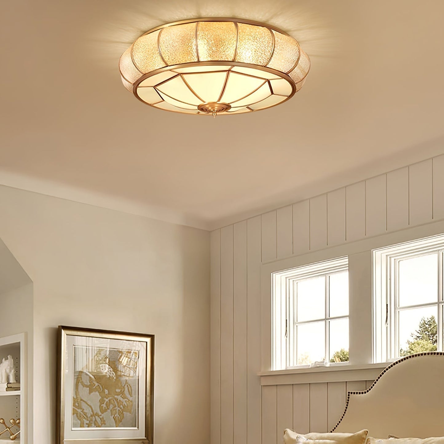 Ronde Glazen Plafondlamp met Structuur | Moderne en Elegante Verlichting