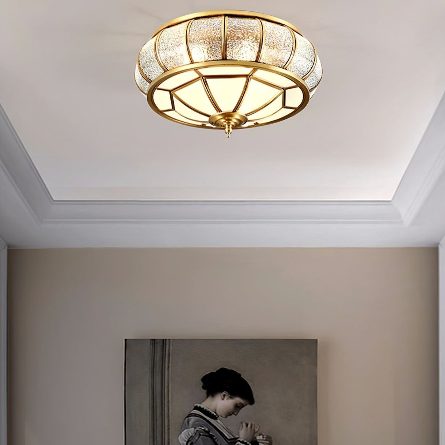 Ronde Glazen Plafondlamp met Structuur | Moderne en Elegante Verlichting