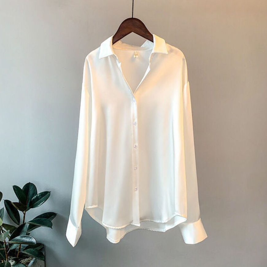 Satijnen Blouse met Klassieke Kraag