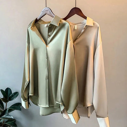 Satijnen Blouse met Klassieke Kraag