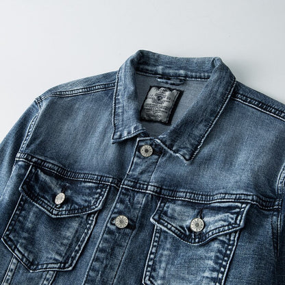 Slim Fit Biker Denimjack voor Heren