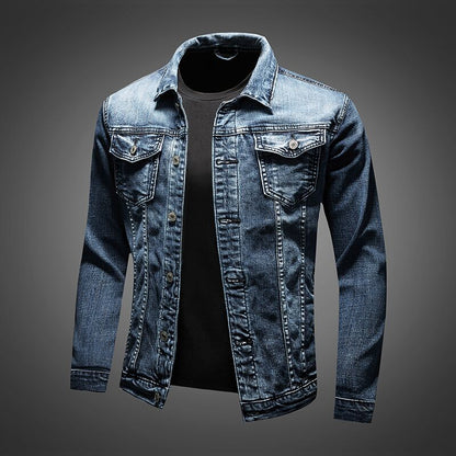 Slim Fit Biker Denimjack voor Heren