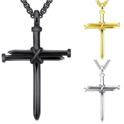 Stalen Kruis Ketting met Spijker Design
