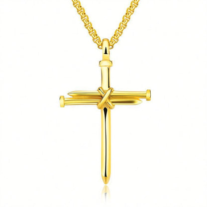 Stalen Kruis Ketting met Spijker Design