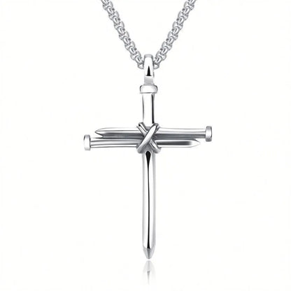 Stalen Kruis Ketting met Spijker Design