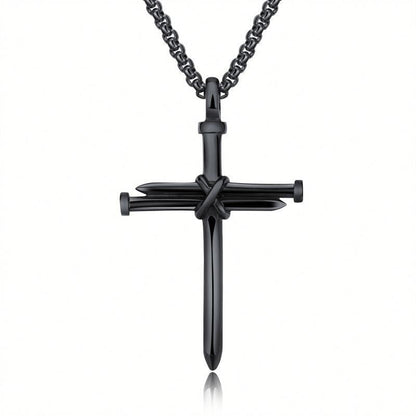 Stalen Kruis Ketting met Spijker Design