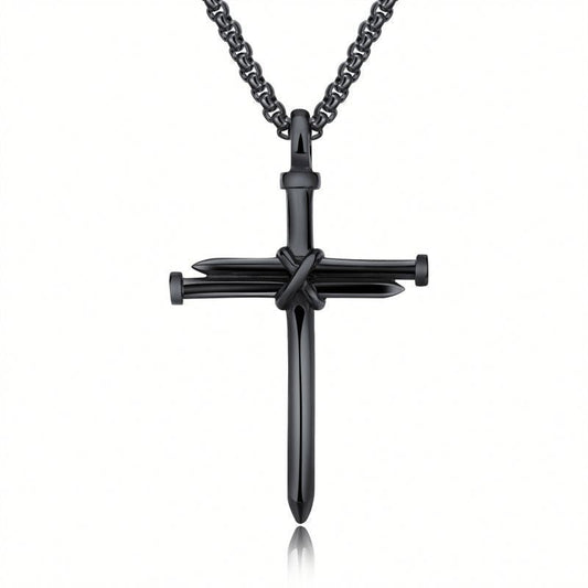 Stalen Kruis Ketting met Spijker Design