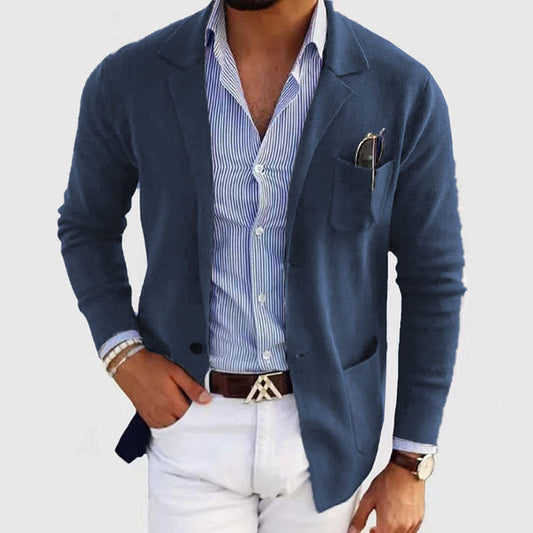 Stijlvolle Herenblazer met Moderne Klepzakken