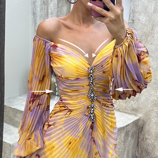 Strapless Geplooide Jurk met Split Rozanne