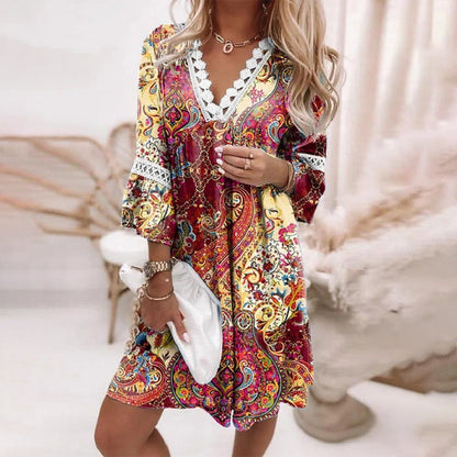 SunBreeze Boho Zomerjurk met Gehaakte Accenten