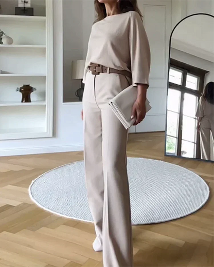 Tweedelige Casual Set met Elegante Riem